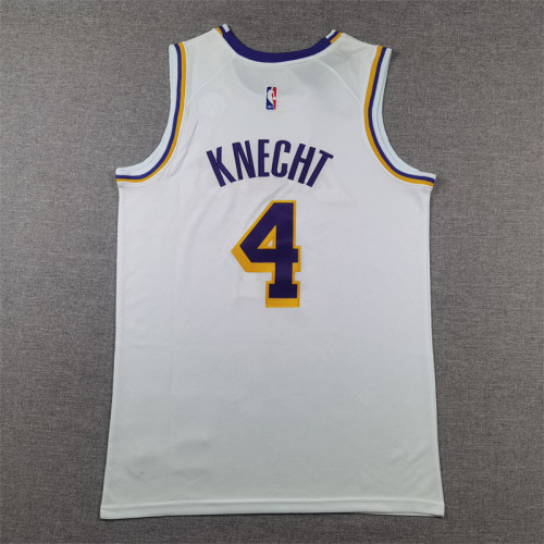 Los Angeles Lakers 4 KNECHT White NBA Jersey Basketball Shirt