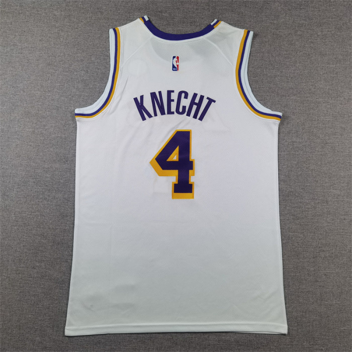 Los Angeles Lakers 4 KNECHT White NBA Jersey Basketball Shirt