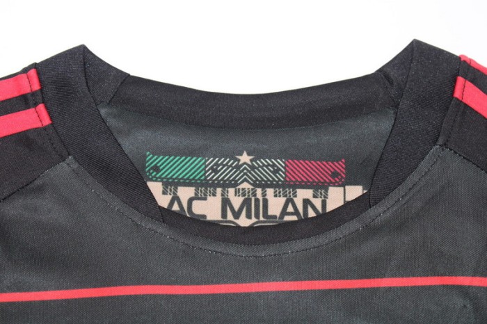 with Serie A+Trophy 7 Patch Retro Jersey 2010-2011 AC Milan Away Black Soccer Jersey Vintage Football Shirt