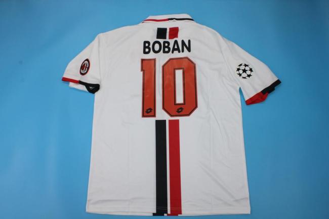 with UCL Patch Retro Jersey 1996-1997 AC Milan BOBAN 10 Away White Soccer Jersey Vintage Football Shirt