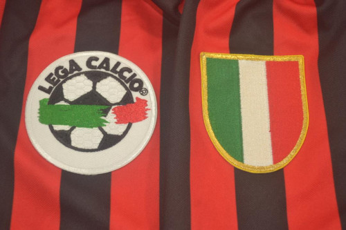 with Serie A+Scudetto Patch Retro Jersey AC Milan 1999-2000 Home Red Soccer Jersey AC Vintage Football Shirt