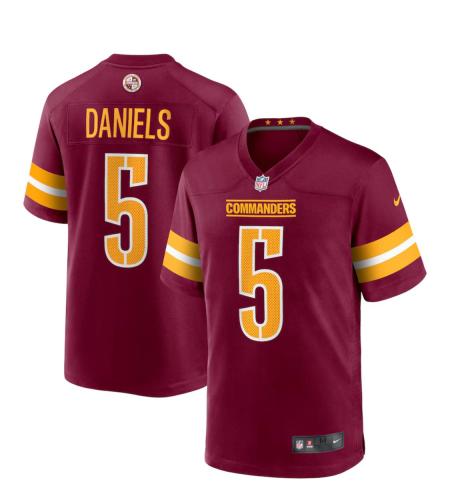 Washington Redskins COMMANDERS JAYDEN DANIELS 5 Red NFL Jersey