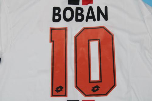 with UCL Patch Retro Jersey 1996-1997 AC Milan BOBAN 10 Away White Soccer Jersey Vintage Football Shirt