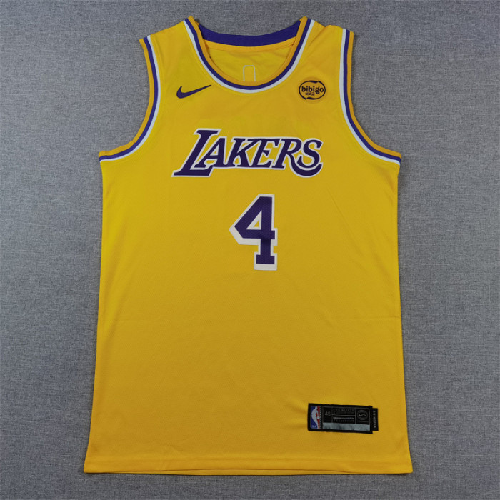 Los Angeles Lakers 4 KNECHT Yellow NBA Jersey Basketball Shirt