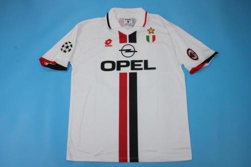 with UCL Patch Retro Jersey 1996-1997 AC Milan Away White Soccer Jersey Vintage Football Shirt