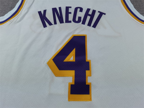 Los Angeles Lakers 4 KNECHT White NBA Jersey Basketball Shirt