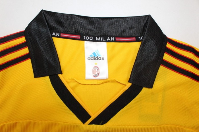 Retro Jersey 1999-2000 AC Milan BOBAN 10 Away Yellow Soccer Jersey Vintage Football Shirt