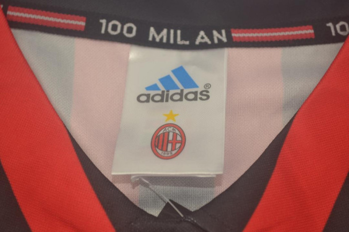 with Serie A+Scudetto Patch Retro Jersey AC Milan 1999-2000 Home Red Soccer Jersey AC Vintage Football Shirt