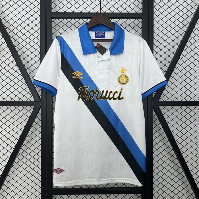 Retro Jersey 1994-1995 Inter Milan Away White Soccer Jersey Vintage Football Shirt
