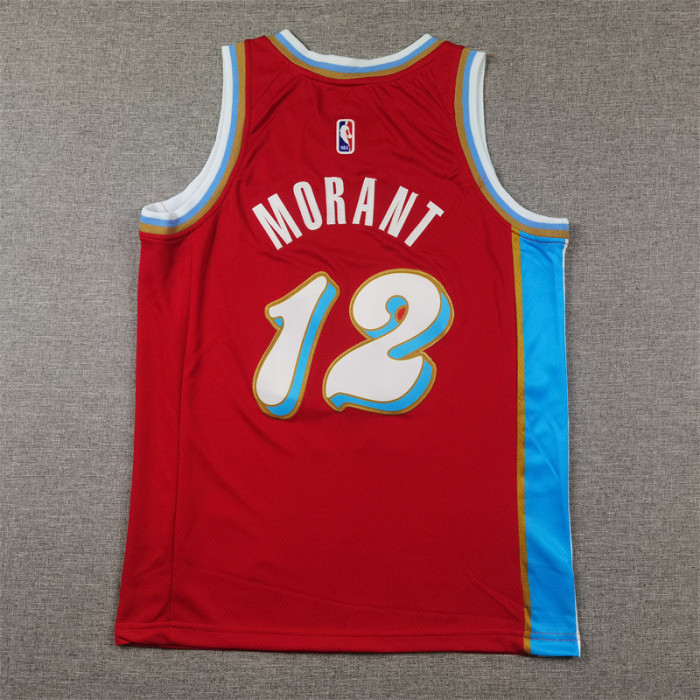Youth 2025 City Edition Memphis Grizzlies 12 MORANT Red/Blue NBA Jersey Child Basketball Shirt
