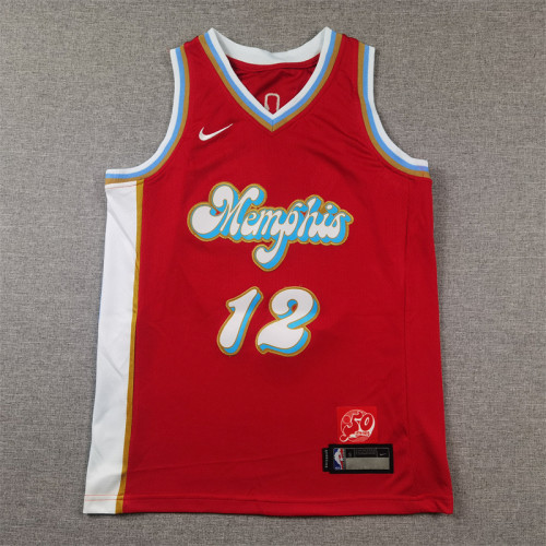 Youth 2025 City Edition Memphis Grizzlies 12 MORANT Red/Blue NBA Jersey Child Basketball Shirt