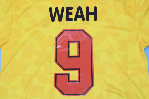 Retro Jersey 1995-1996 AC Milan WEAH 9 Third Away Yellow Soccer Jersey Vintage Football Shirt