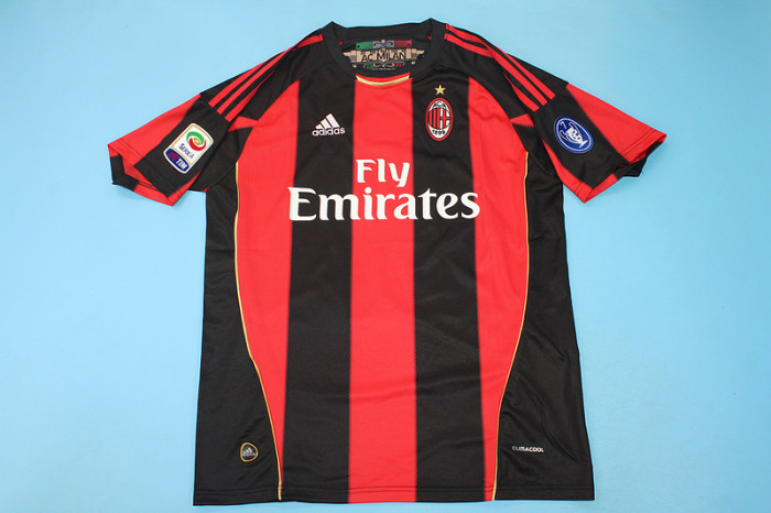 with Serie A+Trophy 7 Patch Retro Jersey 2010-2011 AC Milan IBRAHIMOVIC 11 Home Soccer Jersey Vintage Football Shirt