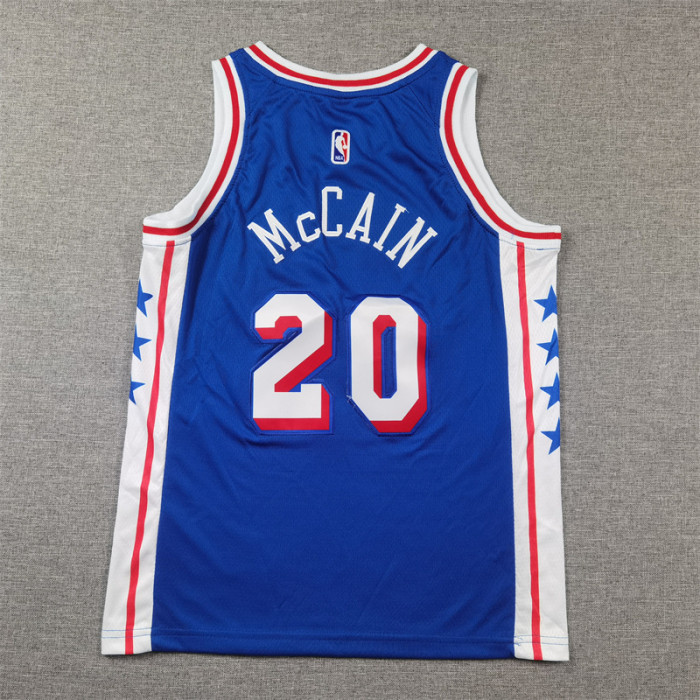 Youth Philadelphia 76ers 20 McCAIN Blue NBA Jersey Child Basketball Shirt