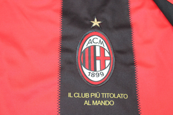 with Front Lettering+Serie A+Trophy 7 Patch Retro Jersey 2010-2011 AC Milan Home Soccer Jersey Vintage Football Shirt