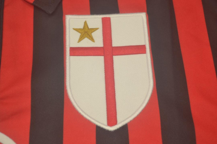with Serie A+Scudetto Patch Retro Jersey AC Milan 1999-2000 Home Red Soccer Jersey AC Vintage Football Shirt
