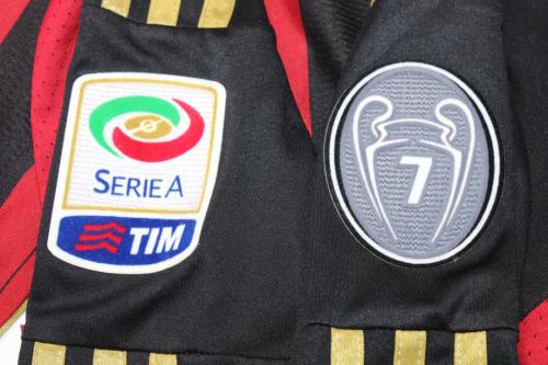 with Serie A+Trophy 7 Patch Retro Jersey Long Sleeve 2013-2014 AC Milan Home Soccer Jersey Vintage Football Shirt