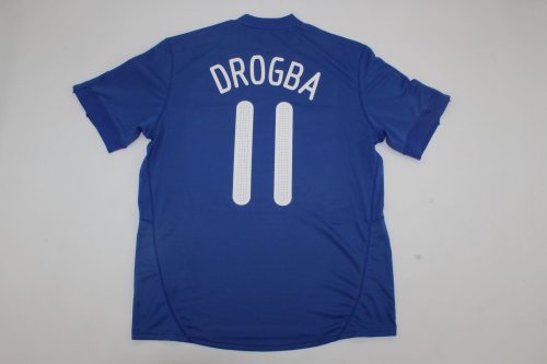 with UCL Patch Retro Jersey 2009-2010 Chelsea DROGBA 11 Home Blue Soccer Jersey Vintage Football Shirt