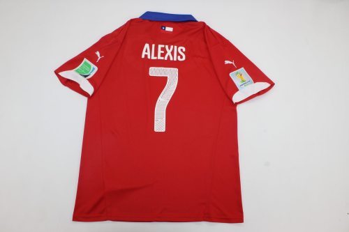 with World Cup Patch Retro Jersey 2014 Chile Alexis 7 Home Soccer Jersey Vintage Football Shirt