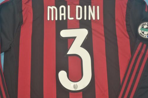 with Serie A+Trophy 7 Patch Retro Jersey Long Sleeve 2009-2010 Ac Milan MALDINI 3 Home Soccer Jersey