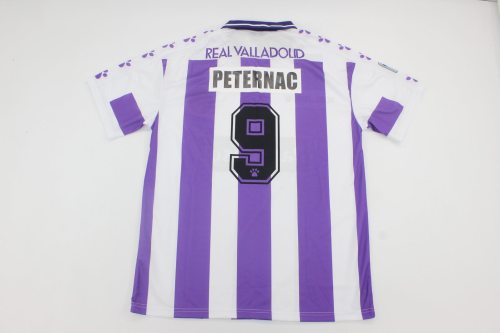 with LFP Patch Retro Jersey 1995-1996 Real Valladolid PETERNAC 9 Home Soccer Jersey Vintage Football Shirt