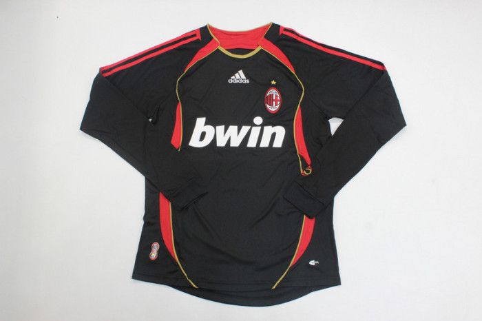 Long Sleeve Retro Jersey 2006-2007 AC Milan Away Black Soccer Jersey