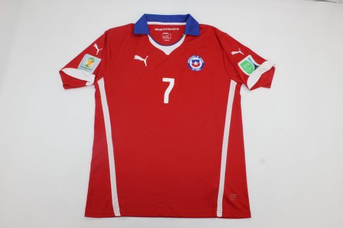 with World Cup Patch Retro Jersey 2014 Chile Home Soccer Jersey Vintage Football Shirt