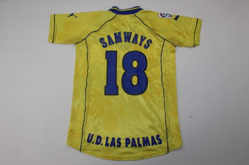 with LFP Patch Retro Jersey 1995-1996 Las Palmas SAMWAYS 18 Away Soccer Jersey Vintage Football Shirt