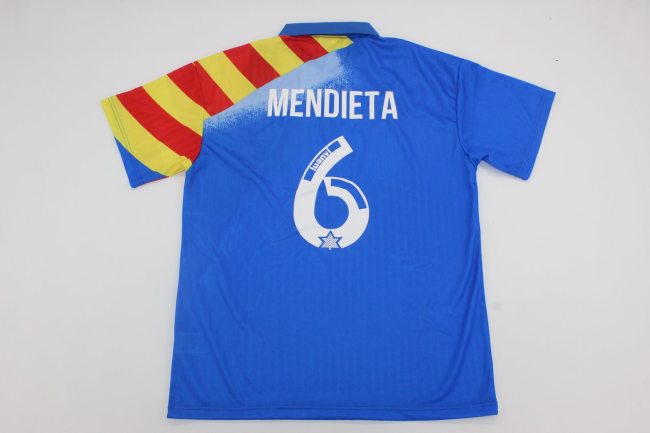 Retro Jersey 1995-1996 Valencia MENDIETA 6 Away Blue Soccer Jersey Vintage Football Shirt