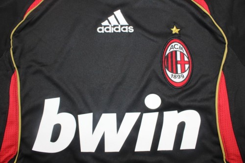 Long Sleeve Retro Jersey 2006-2007 AC Milan Away Black Soccer Jersey