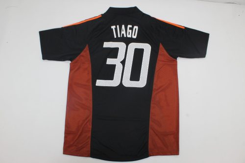 Retro Jersey 2002-2003 SL Benfica TIAGO 30 Away Black Soccer Jersey Vintage Football Shirt