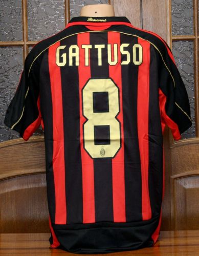 with Serie A+Trophy 6 Patch Retro Jersey 2006-2007 AC Milan GATTUSO 8 Home Soccer Jersey