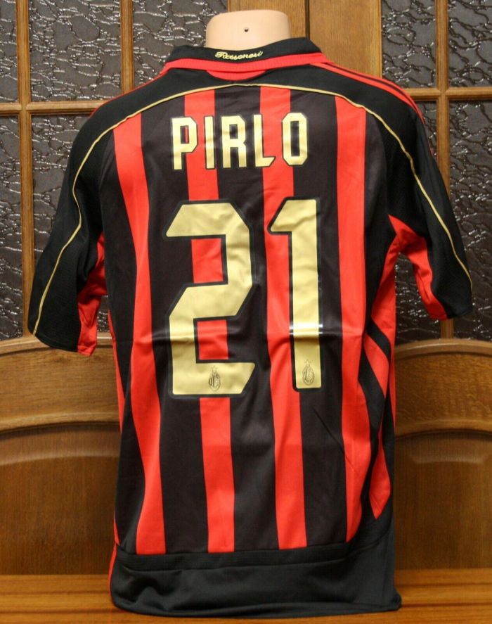 with Serie A+Trophy 6 Patch Retro Jersey 2006-2007 AC Milan PIRLO 21 Home Soccer Jersey