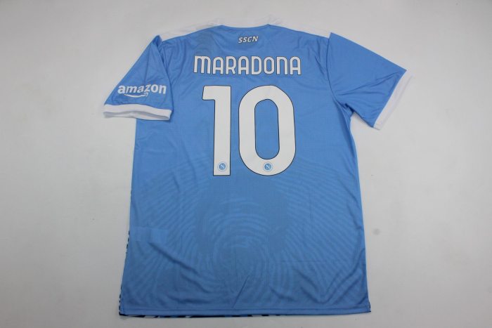 Retro Jersey 2021-2022 Calcio Napoli MARADONA 10 Maradona Version Blue Vintage Soccer Jersey Napoles Football Shirt