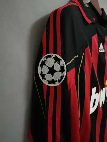 with UCL Patch Long Sleeve Retro Jersey 2006-2007 AC Milan MALDINI 3 Home Soccer Jersey