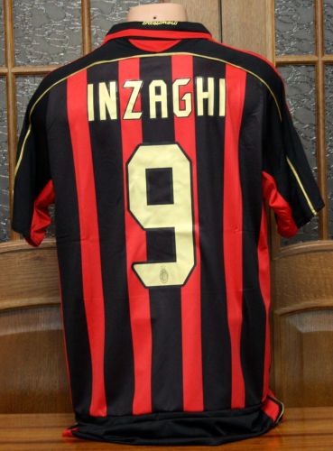 with Serie A+Trophy 6 Patch Retro Jersey 2006-2007 AC Milan INZAGHI 9 Home Soccer Jersey