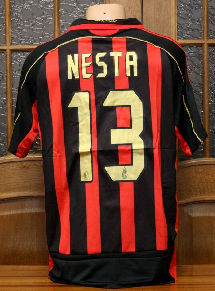 with Serie A+Trophy 6 Patch Retro Jersey 2006-2007 AC Milan NESTA 13 Home Soccer Jersey