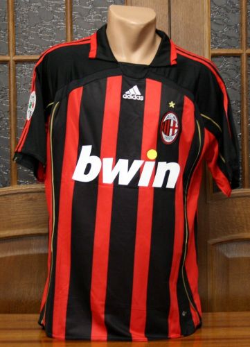 with Serie A+Trophy 6 Patch Retro Jersey 2006-2007 AC Milan Home Soccer Jersey