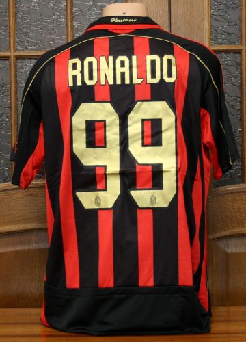 with Serie A+Trophy 6 Patch Retro Jersey 2006-2007 AC Milan RONALDO 99 Home Soccer Jersey