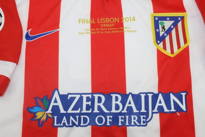 with Front Lettering and UCL Patch Retro Jersey 2013-2014 Atletico Madrid KOKE 6 Home Vintage Soccer Jersey