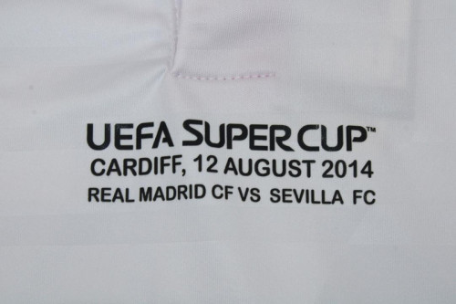 with Front Lettering+SuperCup Patch Retro Jersey 2014-2015 Real Madrid ISCO 23 SuperCup Final Home Soccer Jersey Vintage Football Shirt