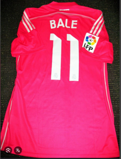 with Big LFP Patch Retro Jersey 2014-2015 Real Madrid BALE 11 Away Pink Soccer Jersey Vintage Football Shirt
