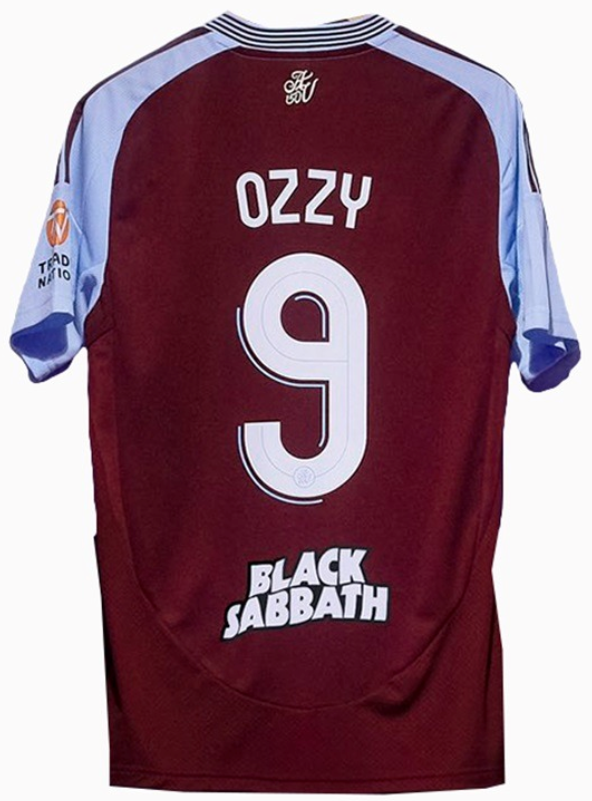 with Black Sabbath Logo Player Version 2024-2025 Aston Villa OZZY 9 Home Football Shirt Soccer Jersey