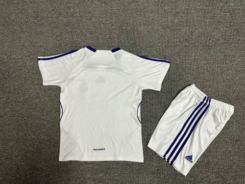 Retro Youth Uniform Kids Kit 2007-2008 Real Madrid Home Soccer Jersey Shorts Vintage Child Football Set