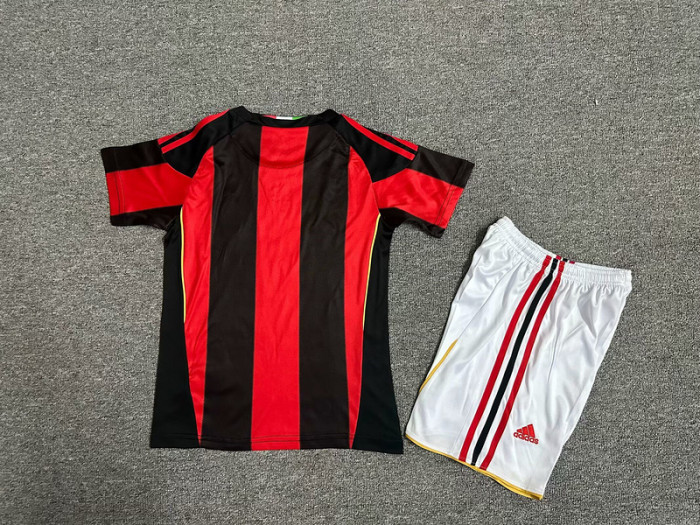 Retro Youth Uniform Kids Kit 2010-2011 AC Milan Home Soccer Jersey Shorts Vintage Child Football Set