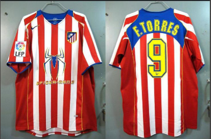 with bigh LFP Patch Retro Jersey 2004-2005 Atletico Madrid F.Torres 9 Home Red/White Soccer Jersey