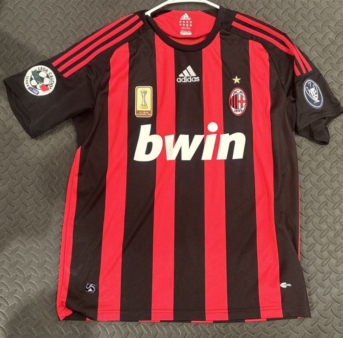 with AC Milan Champions 2007 Patch+Serie A+Trophy 7 Patch Retro Jersey 2006-2007 AC Milan Home Soccer Jersey