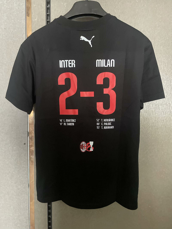 Fan Version 2025-2026 AC Milan Black Super Cup Cotton Shirt
