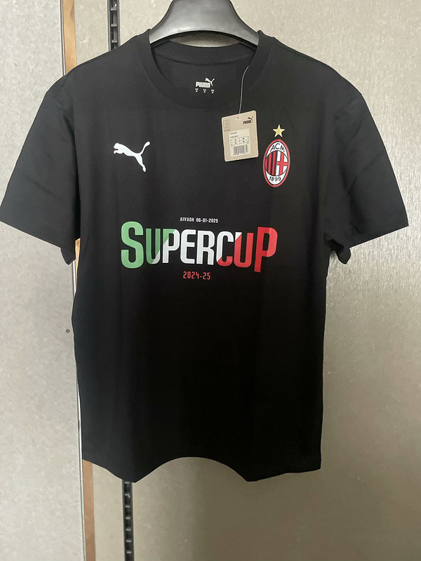 Fan Version 2025-2026 AC Milan Black Super Cup Cotton Shirt