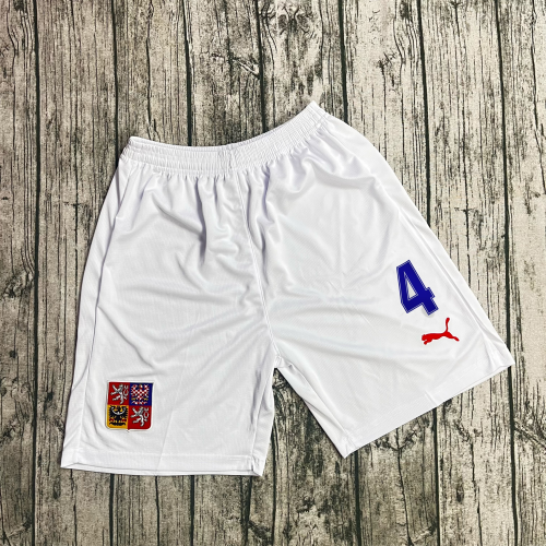 Adult Uniform with Patch Retro Jersey 2000 Czech Away White Soccer Jersey Shorts